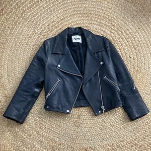 Acne Studios Rita Leather Bomber Jacket *rare* navy blue size S / EU 34